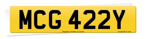 Registration number MCG 422Y
